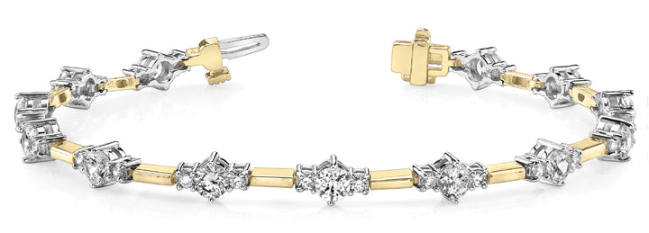 14K Yellow Gold Diamond Fashion Tennis Bracelet