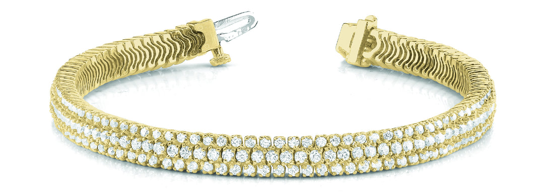 14K Yellow Gold Multi-Row Diamond Bracelet