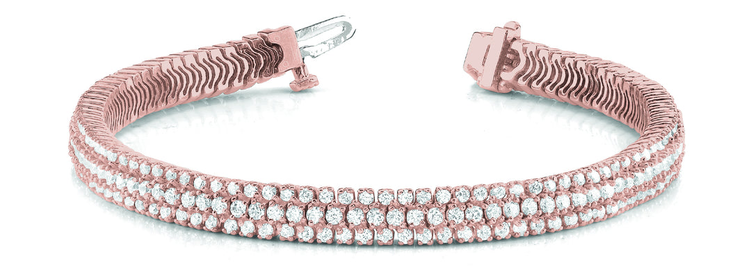 18K Rose Gold Multi-Row Diamond Fashion Bracelet