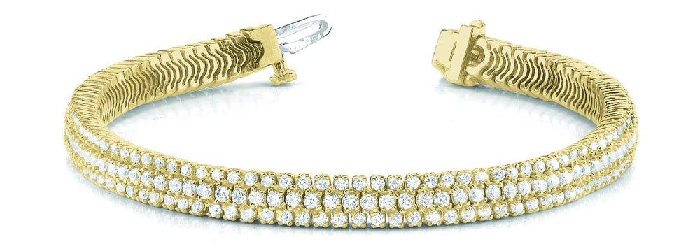 14K Yellow Gold Diamond Multi-Row Tennis Bracelet