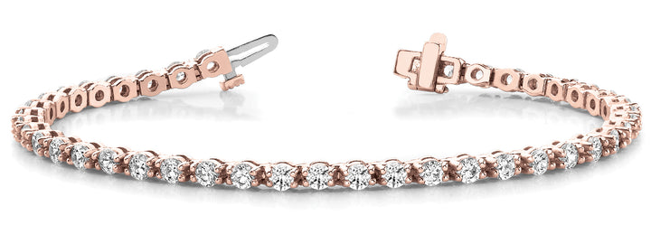 14K Rose Gold Round Diamond Tennis Bracelet