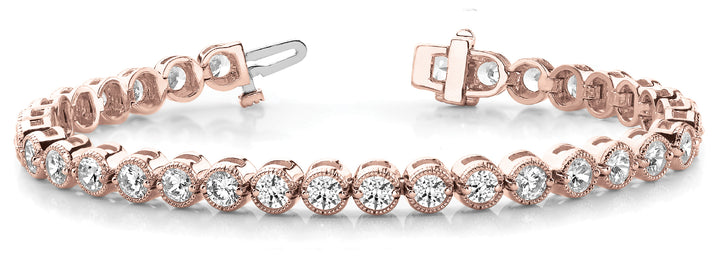 14K Rose Gold Round Diamond Fashion Bracelet