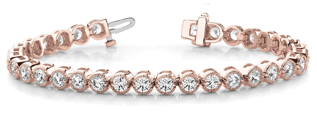 18K Rose Gold 1 CT Diamond Vintage Bracelet