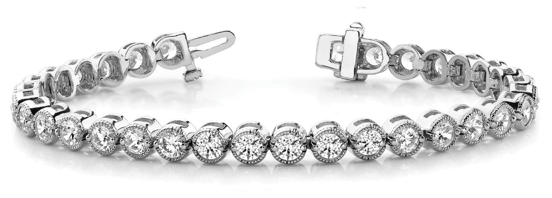 14K White Gold Round Diamond Tennis Bracelet