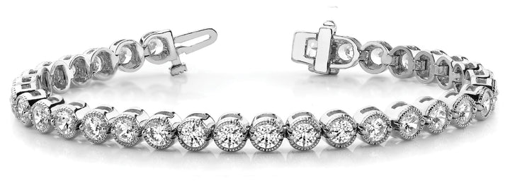 Platinum White Diamond Vintage Tennis Bracelet