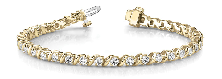 18K Yellow Gold 2.6 CT Diamond S-Link Bracelet