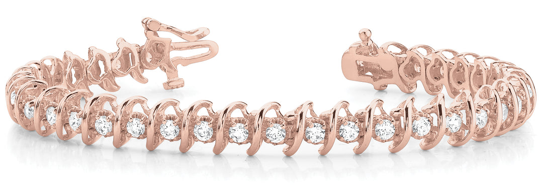 Rose Gold 1.5ctw Diamond S-Link Fashion Bracelet