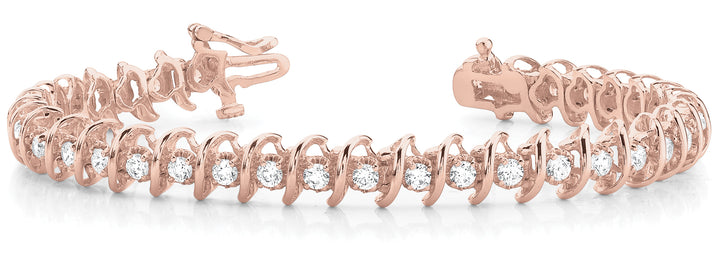 Rose Gold 1.5ctw Diamond S-Link Fashion Bracelet