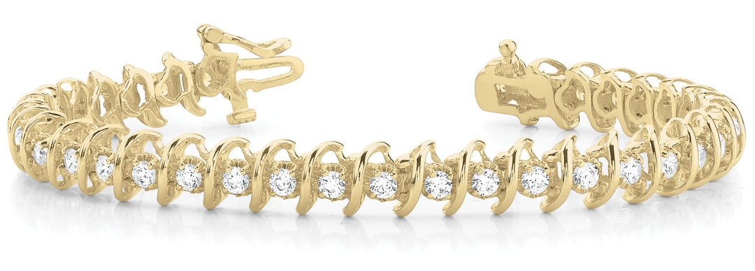 18K Yellow Gold 1ctw Diamond S-Link Bracelet