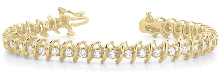 14K Yellow Gold Diamond In-Line Fashion Bracelet