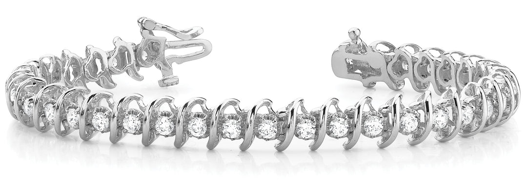 14K White Gold Diamond Line Bracelet