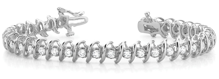 14K White Gold Diamond S-Link Bracelet