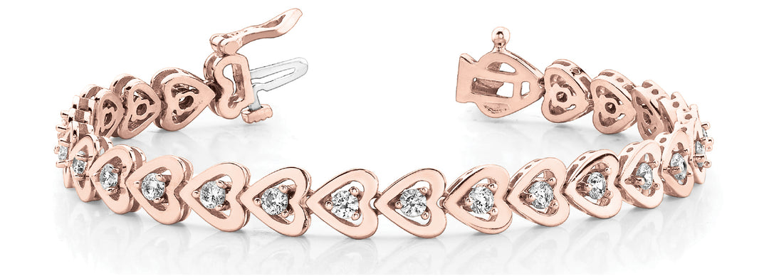 14K Rose Gold Diamond In-Line Fashion Bracelet