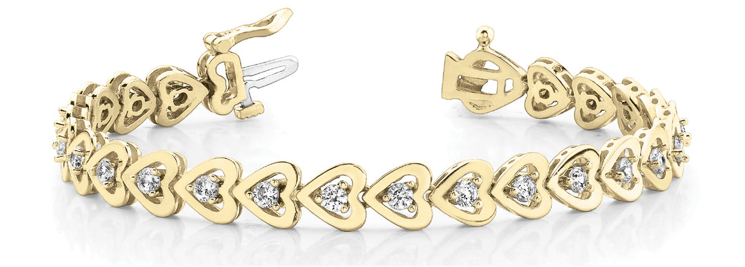 14K Yellow Gold 1ctw Diamond Line Bracelet
