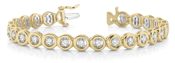 18K Yellow Gold Diamond In-Line Tennis Bracelet