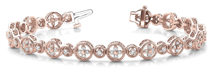 18K Rose Gold Vintage Diamond Tennis Bracelet
