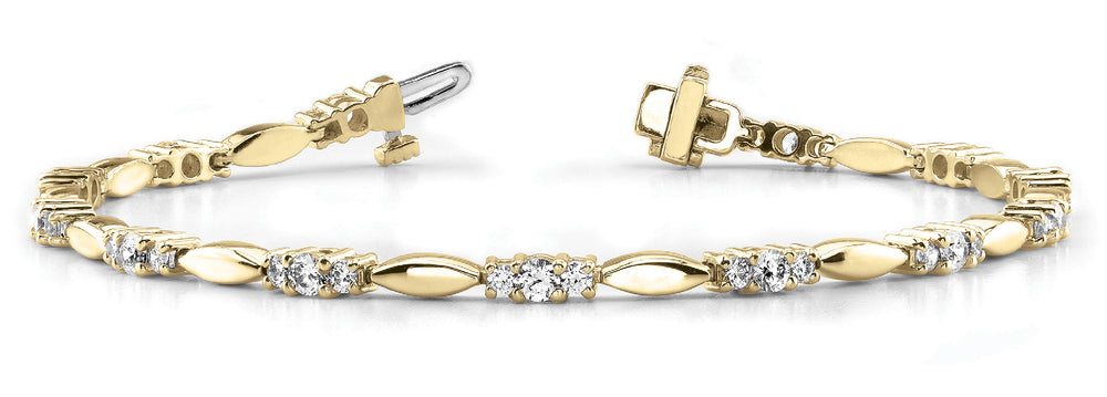 14K Yellow Gold Diamond Fashion Tennis Bracelet