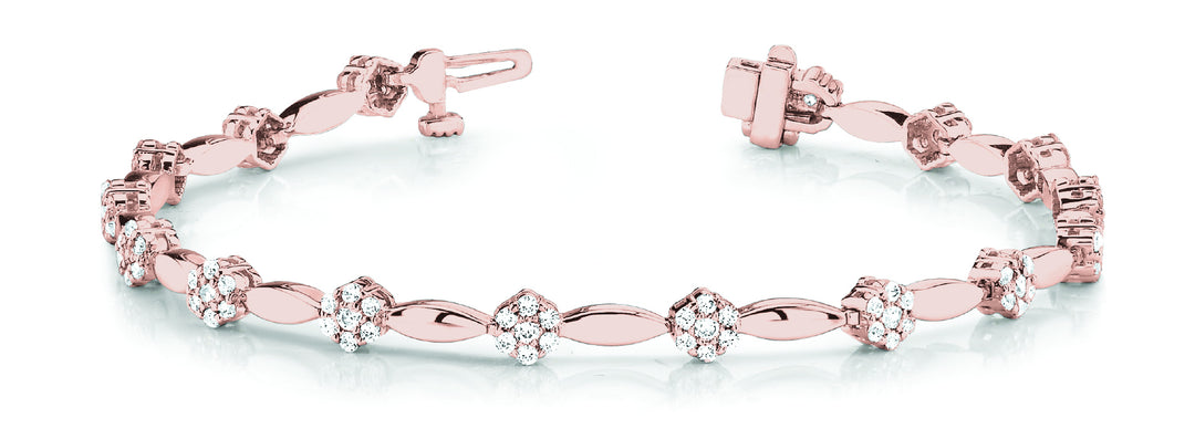 14K Rose Gold Round Diamond Fashion Bracelet