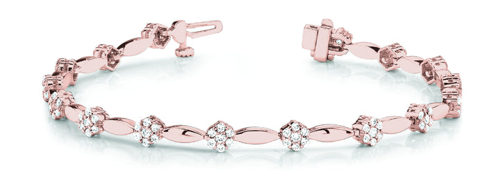 14K Rose Gold Round Diamond Fashion Bracelet