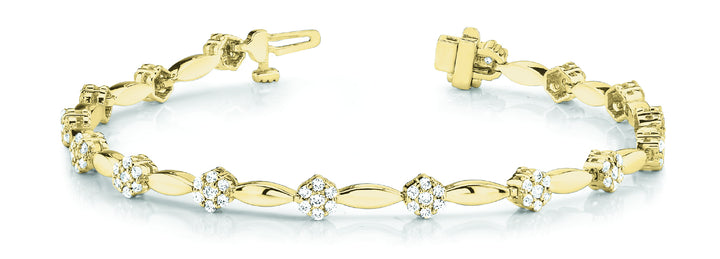 14K Yellow Gold Round Diamond Fashion Bracelet