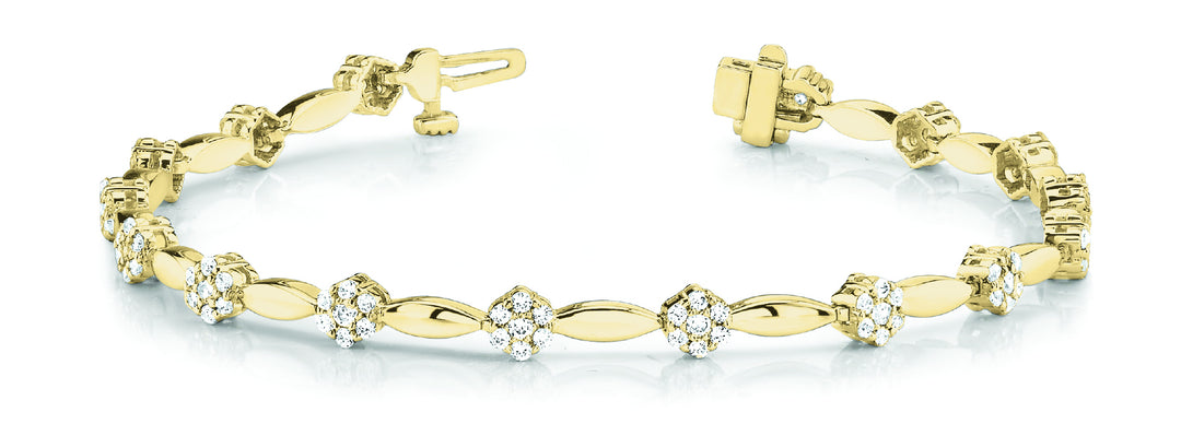 14K Yellow Gold Diamond Fashion Tennis Bracelet