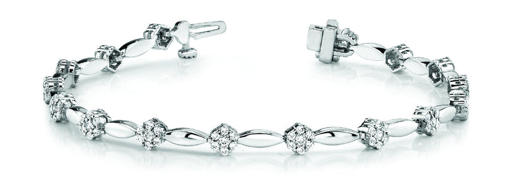 14K White Gold Multi-Diamond Fashion Bracelet