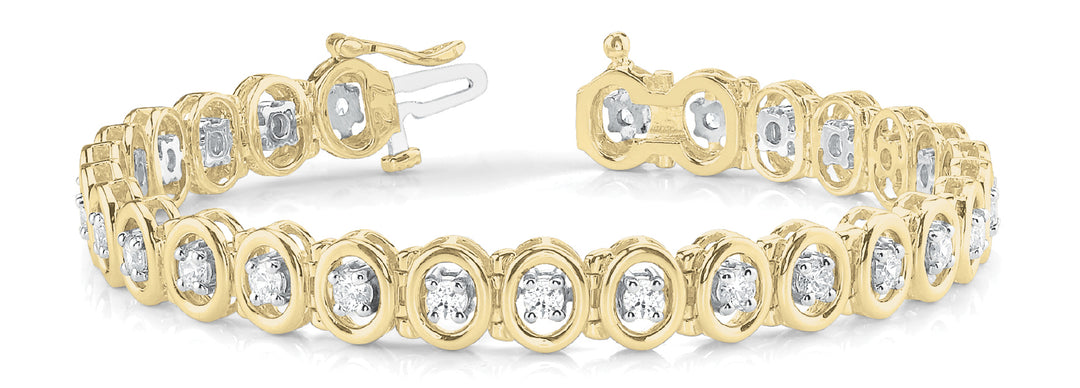 18K Yellow Gold Diamond In-Line Tennis Bracelet