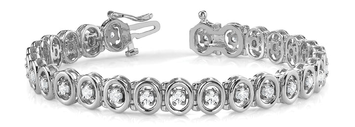 Platinum White Diamond In-Line Tennis Bracelet