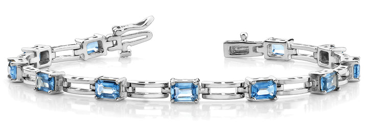 White Gold 5-Diamond Emerald Cut Fashion Bracelet