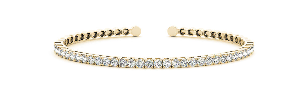 14K Yellow Gold 2ctw Round Diamond Bangle Bracelet