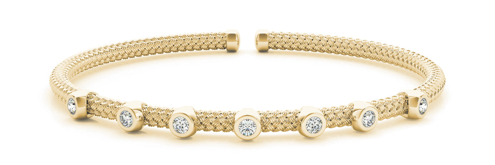 14K Yellow Gold 1/3 CT Diamond Italian Bangle