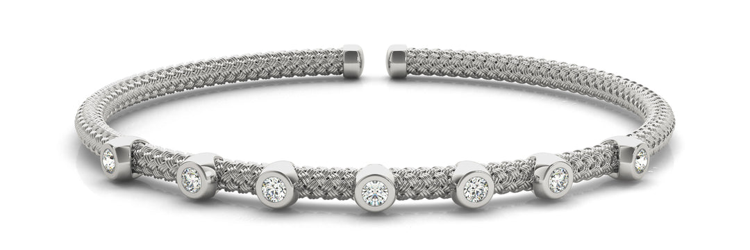18K White Gold Round Diamond Fashion Bracelet