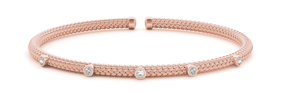 Rose Gold Diamond Stackable Italian Bangle