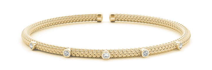 18K Yellow Gold Diamond Italian Bangle Bracelet