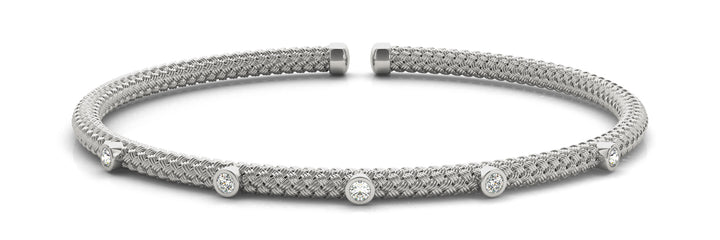 White Gold 5-Diamond Italian Bangle Bracelet