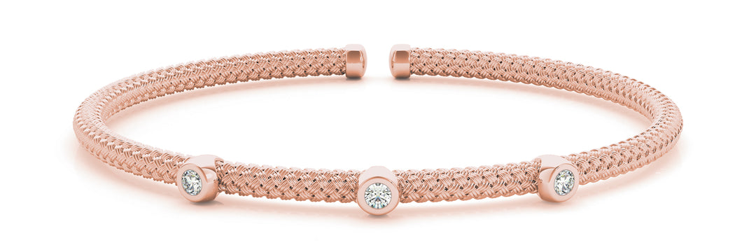 18K Rose Gold Diamond Fashion Bangle Bracelet