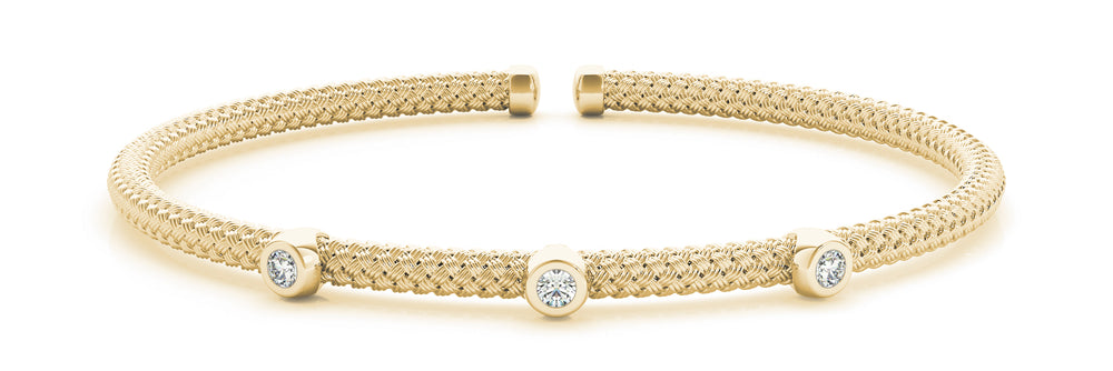 14K Yellow Gold Diamond Fashion Bangle Bracelet