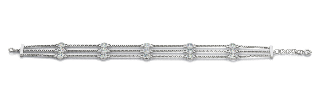 14K White Gold Round Diamond Fashion Bracelet