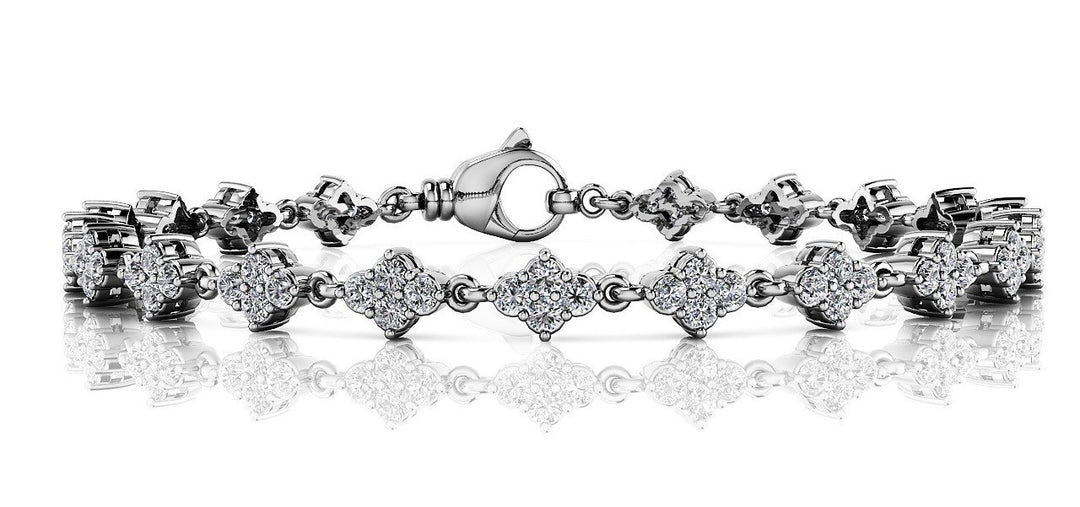 14K White Gold 3ctw Round Diamond Fashion Bracelet