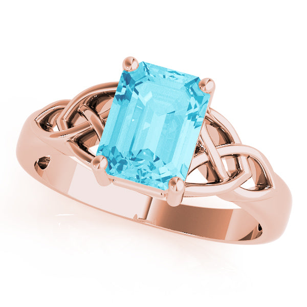 14K Rose Gold Emerald Diamond Ring