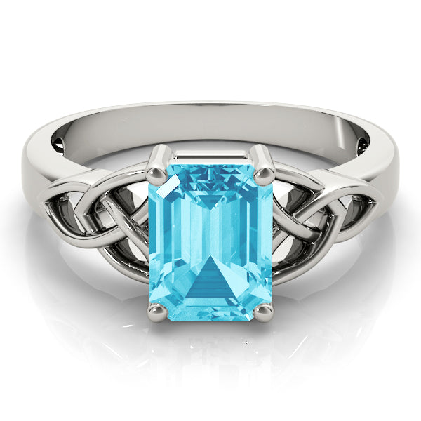 18K White Gold Emerald Diamond Fashion Ring