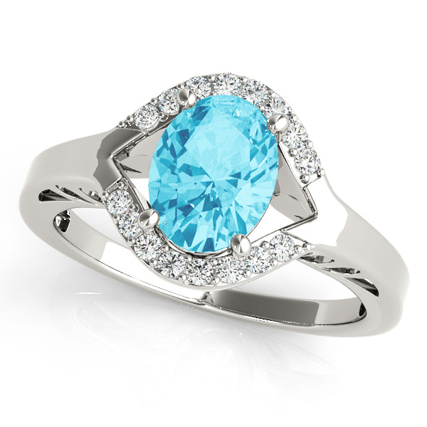 Diamond Oval Gemstone Ring