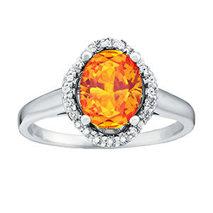 14K White Gold Oval Diamond Statement Ring