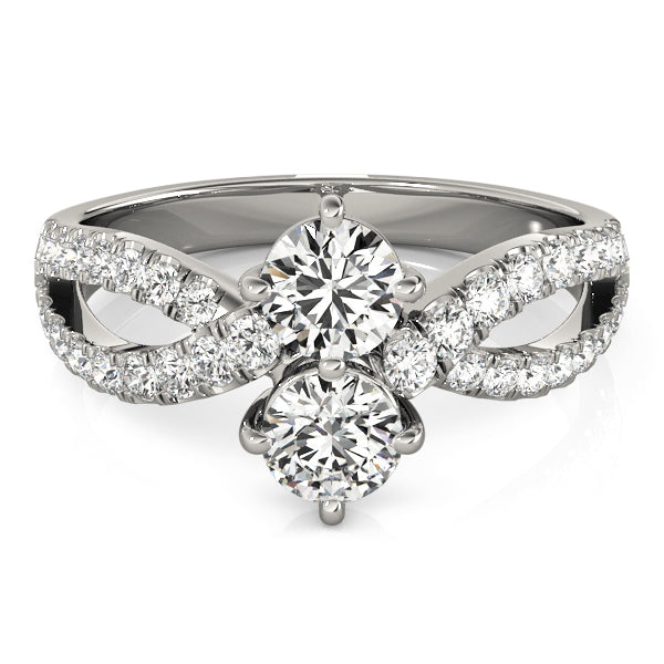 14K White Gold Round Diamond Fashion Ring