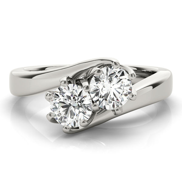 14K White Gold 1ctw Round Diamond Two-Stone Ring
