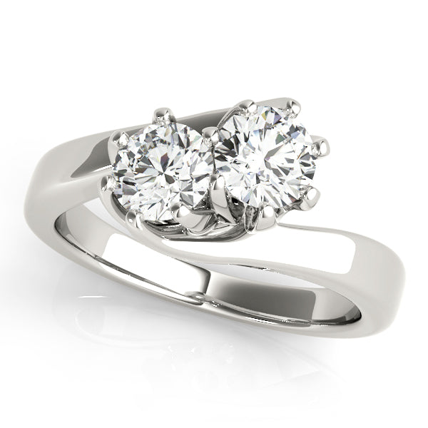 18K White Gold Round Diamond Two-Stone Ring