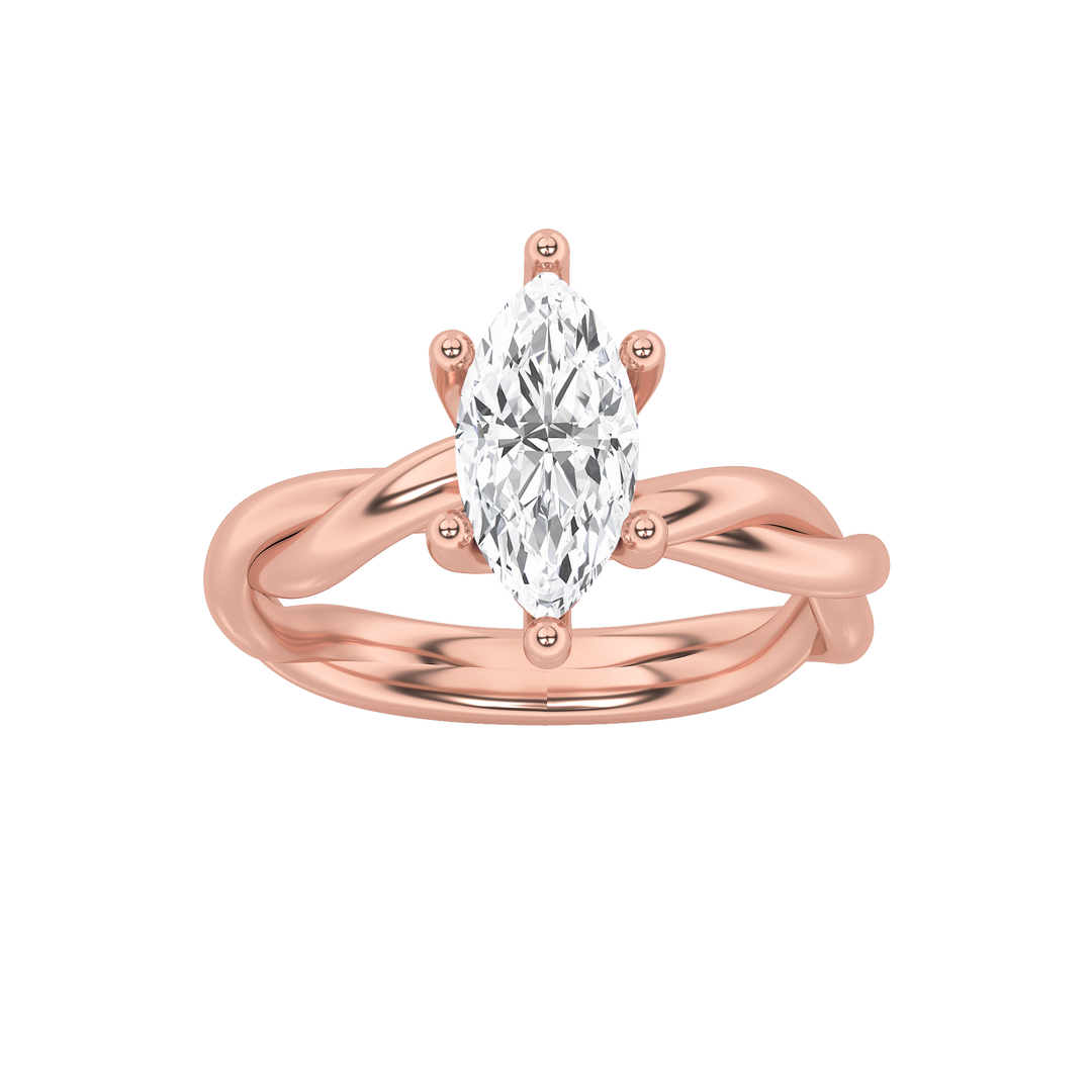 14K Rose Gold 1ct Lab Diamond Marquise Ring Sz 7