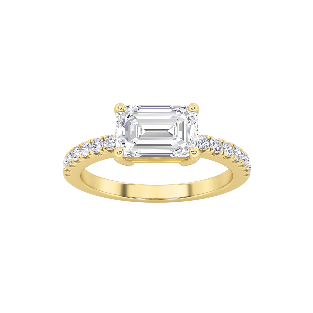 14K Yellow Gold 1.5ct Lab Diamond Emerald Ring Sz 7