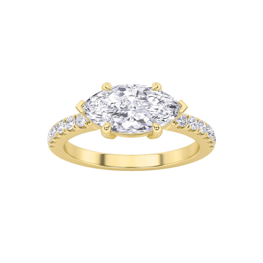 14K Yellow Gold 1.5ct Lab Diamond Marquise Ring Sz7