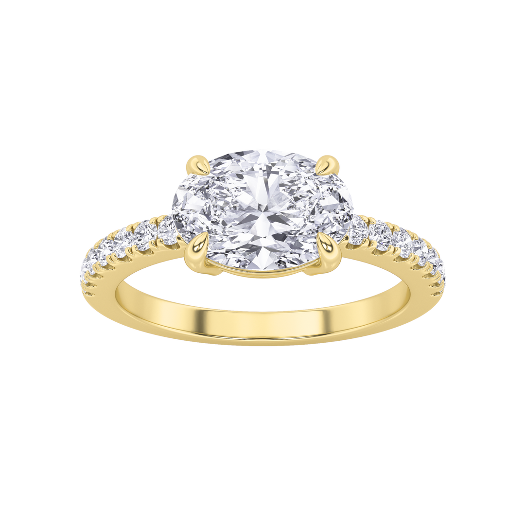 14K Yellow Gold 1.5ct Lab Diamond Oval Ring Sz7